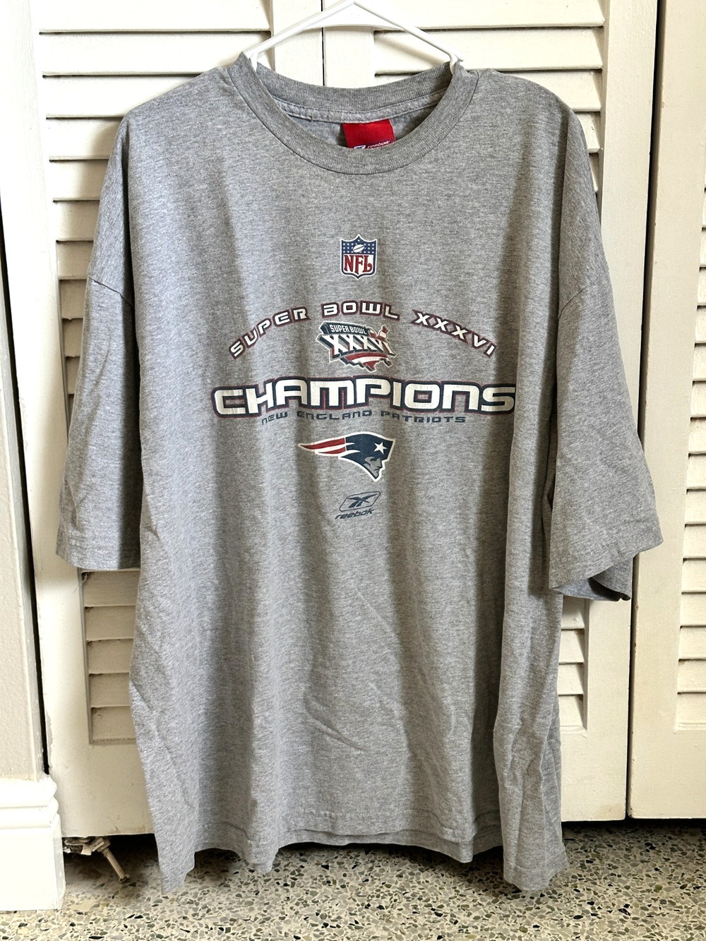 Vintage 2002 Reebok New England Patriots Super Bowl XXXVI Champions Tee 2XL